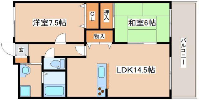 フルール滝野(2LDK/2階)の間取り写真
