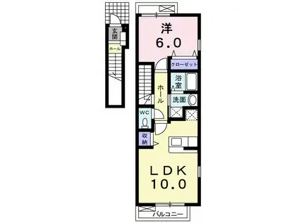 チェリッシュII(1LDK/2階)の間取り写真