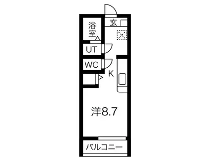 ノワール・エ・ブランII(1K/1階)の間取り写真