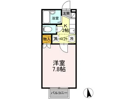 パセオステーブル泉中央(1K/2階)の間取り写真