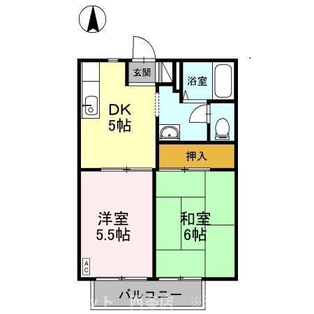 リッツハウス古川(2DK/2階)の間取り写真