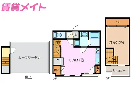 グレイスヴィラ(1LDK/3階)の間取り写真