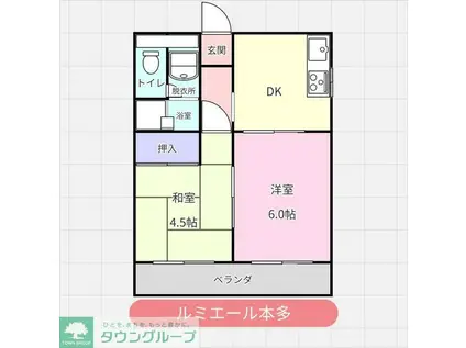 ルミエール本多(2DK/5階)の間取り写真