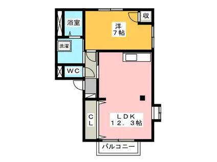 アベニュー加茂(1LDK/1階)の間取り写真