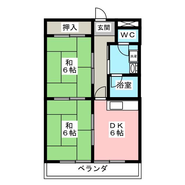グリーンコートヒロI(2DK/2階)の間取り写真