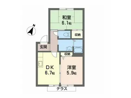 アーバンビレッジA棟(2DK/1階)の間取り写真