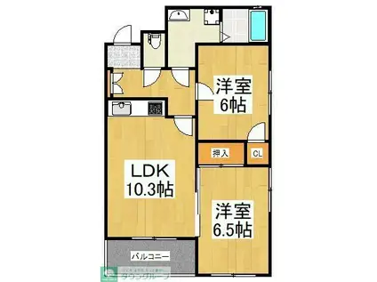 NSビル(2LDK/2階)の間取り写真