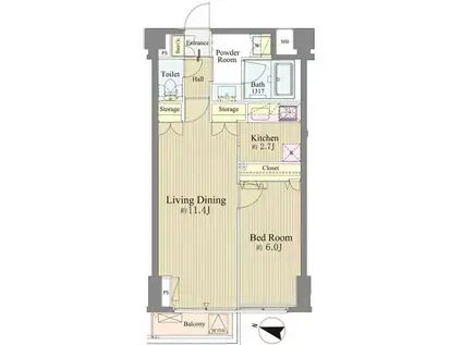 神楽坂南町ハウス(1LDK/3階)の間取り写真