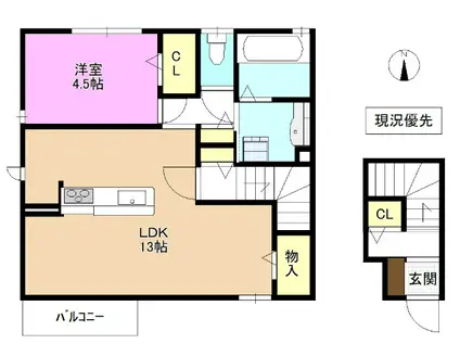 BURG(1LDK/2階)の間取り写真