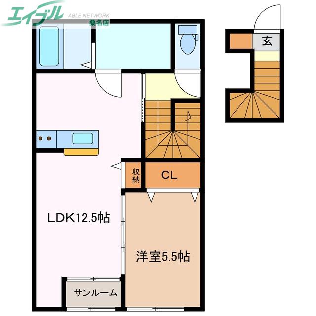 MYカメリア(1LDK/2階)の間取り写真