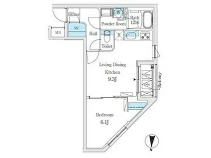 SOLASIARESIDENCE亀戸(1LDK/2階)の間取り写真