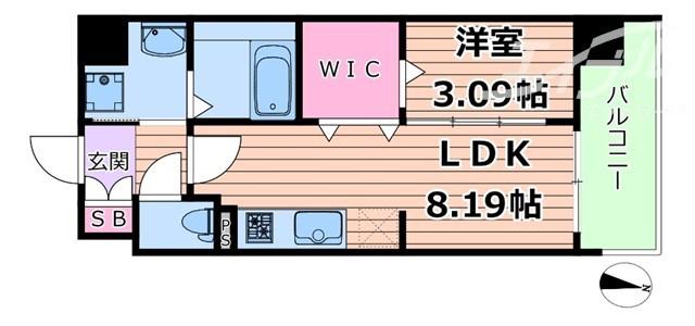 WORVE吹田江坂(1LDK/6階)の間取り写真