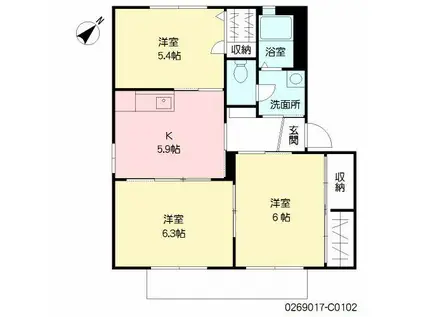 リバーサイド北浜  C棟(3K/1階)の間取り写真