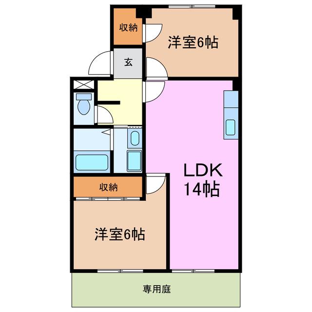 メゾンドール小島(2LDK/1階)の間取り写真