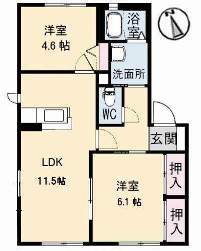 アメニティーハウス(2LDK/1階)の間取り写真