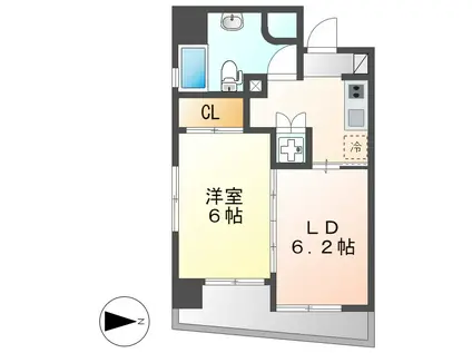 レインボーピア八熊(2K/4階)の間取り写真