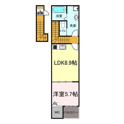 ナディア A(1LDK/2階)の間取り写真