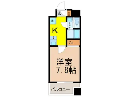 ヴィアロ千種スクエア(1K/4階)の間取り写真