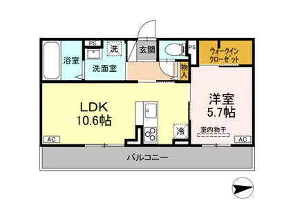RESUA向中野 D棟(1LDK/3階)の間取り写真