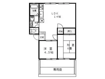 サンライフ西本(2LDK/1階)の間取り写真