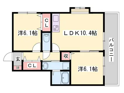 ＪＲ加古川線 新西脇駅 徒歩8分 2階建 築22年(2LDK/1階)の間取り写真