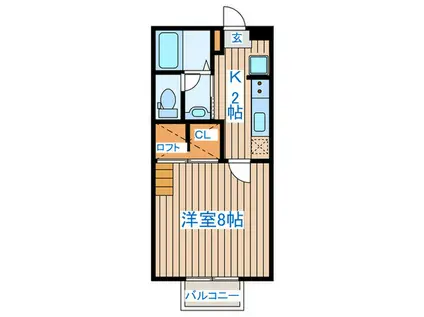 メゾンモナリエ(1K/2階)の間取り写真