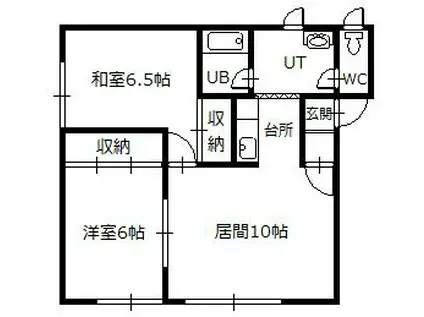 南ウィング(2LDK/2階)の間取り写真