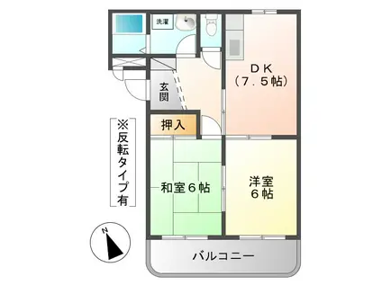 コスモハイツ(2DK/2階)の間取り写真