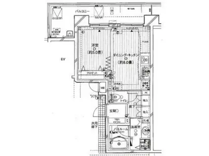 リブゼ横浜サザンピアリ(1DK/3階)の間取り写真