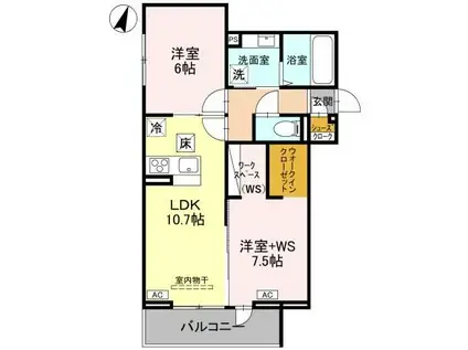 アドラブール B棟(2LDK/1階)の間取り写真