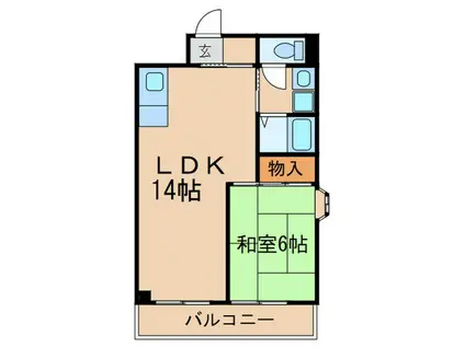 ハイツ平和II(1LDK/1階)の間取り写真