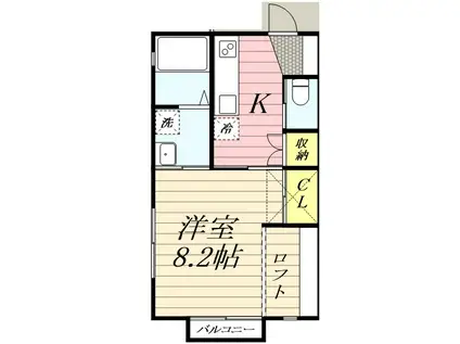 ヴィラメゾン新潟(1K/2階)の間取り写真