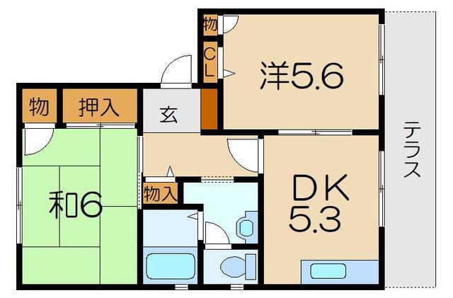 カーサYM II(2DK/1階)の間取り写真