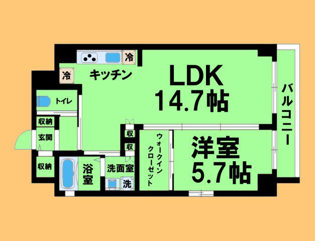 コートアクシスYOINN(1LDK/8階)の間取り写真