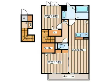 RESIDENCE YUNA(2LDK/2階)の間取り写真
