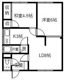 福鶴マンション(2LDK/2階)の間取り写真