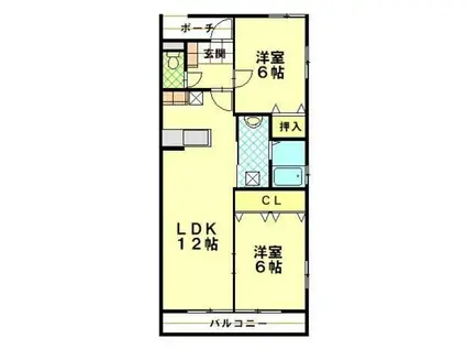 グランドヒルズ(2LDK/2階)の間取り写真