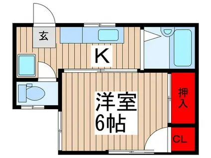 コーポカワノ(1K/2階)の間取り写真