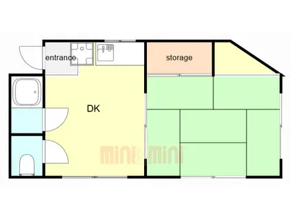 NKビル(1DK/3階)の間取り写真
