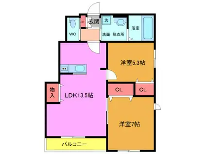 ハイムアリエス(2LDK/1階)の間取り写真