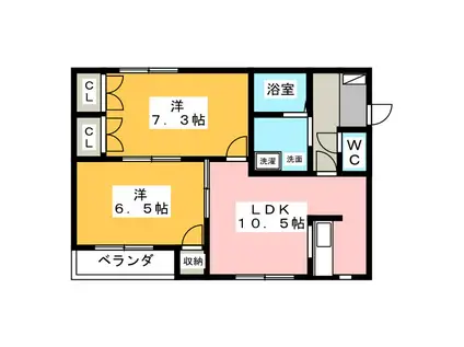 メゾンソレイユII(2LDK/1階)の間取り写真