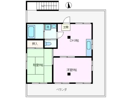 Aフラッツ(2DK/3階)の間取り写真