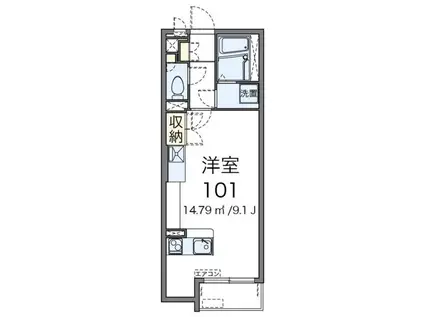 ミランダ錦城(ワンルーム/2階)の間取り写真