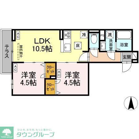 セレスティア南花畑III(2LDK/3階)の間取り写真