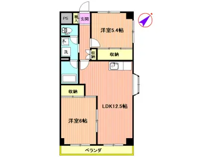 山上マンション(2LDK/3階)の間取り写真