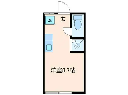 アパートメントハウスIII(ワンルーム/2階)の間取り写真