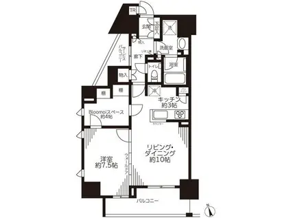 BRILLIA大井町ザ・レジデンス(1SLDK/3階)の間取り写真