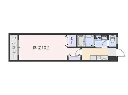 カトレアパレスイン(1K/2階)の間取り写真
