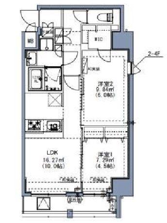 S-RESIDENCE尾久AZURE(2LDK/11階)の間取り写真