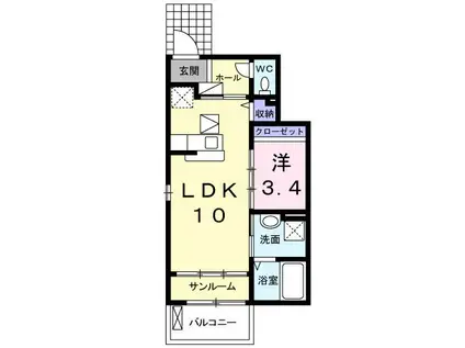 サンマルコII(1LDK/1階)の間取り写真